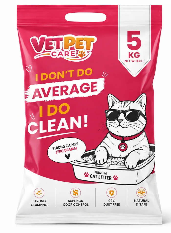 VetPet Care Cherry Blossom scented cat litter, 5kg bag front packaging
